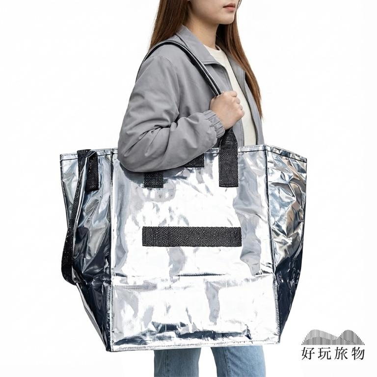 【好玩旅物】滑輪行李袋超大容量保溫層折疊拖輪包｜360度萬向輪買菜車旅行袋