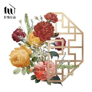 牡丹款《右半窗花》新春過年節慶玻璃門窗靜電窗貼