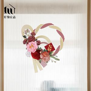 花卉款《富貴平安》《財源廣進》新春過年節慶玻璃門窗靜電窗貼