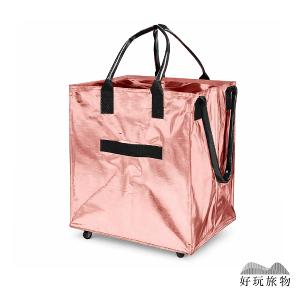 【好玩旅物】滑輪行李袋超大容量保溫層折疊拖輪包｜360度萬向輪買菜車旅行袋