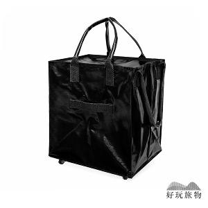 【好玩旅物】滑輪行李袋超大容量保溫層折疊拖輪包｜360度萬向輪買菜車旅行袋