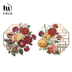 牡丹款《左半窗花》新春過年節慶玻璃門窗靜電窗貼
