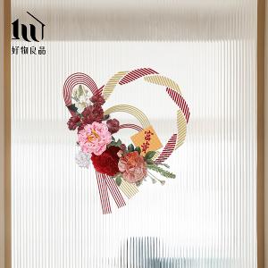 花卉款《富貴平安》《財源廣進》新春過年節慶玻璃門窗靜電窗貼