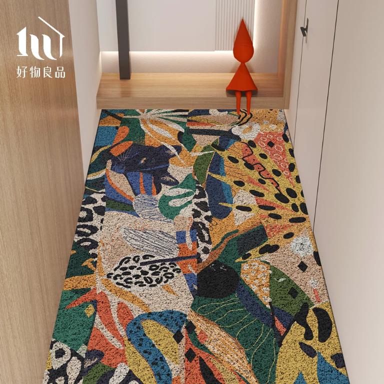 森林系列《彩繪叢林》獨家設計大尺寸可剪裁玄關大門絲圈刮泥墊