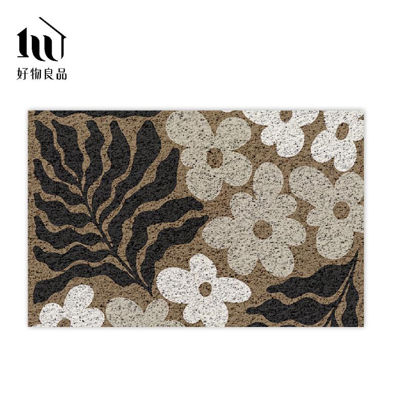 花卉系列《魅影浮花》獨家設計大尺寸可剪裁玄關大門絲圈刮泥墊