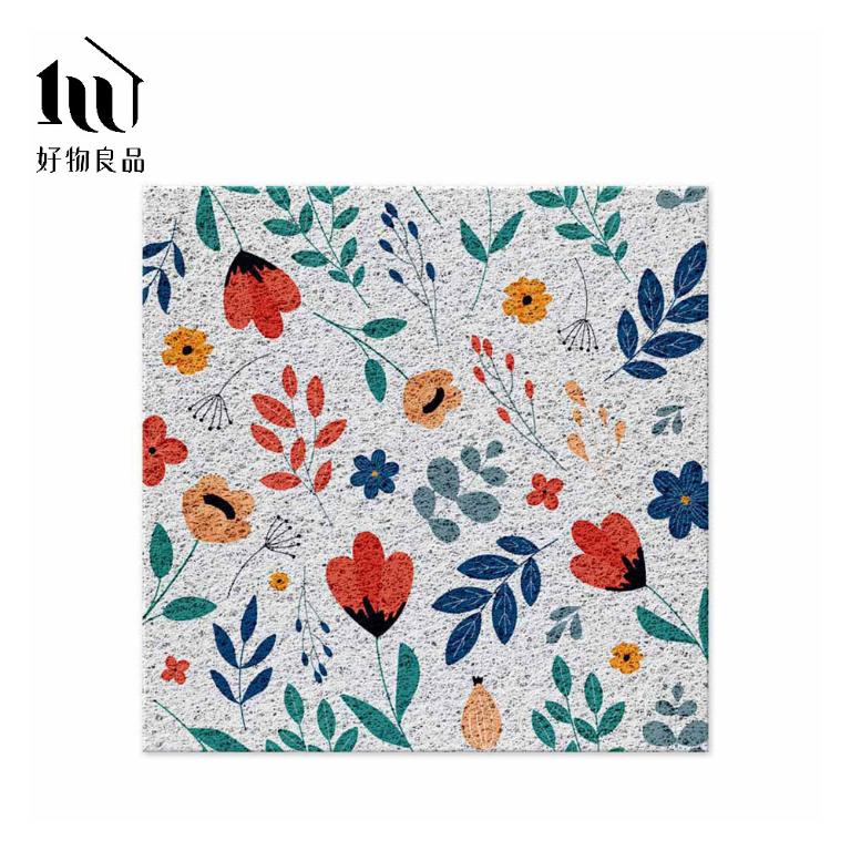 森林系列《幸福花卉》獨家設計大尺寸可剪裁玄關大門絲圈刮泥墊