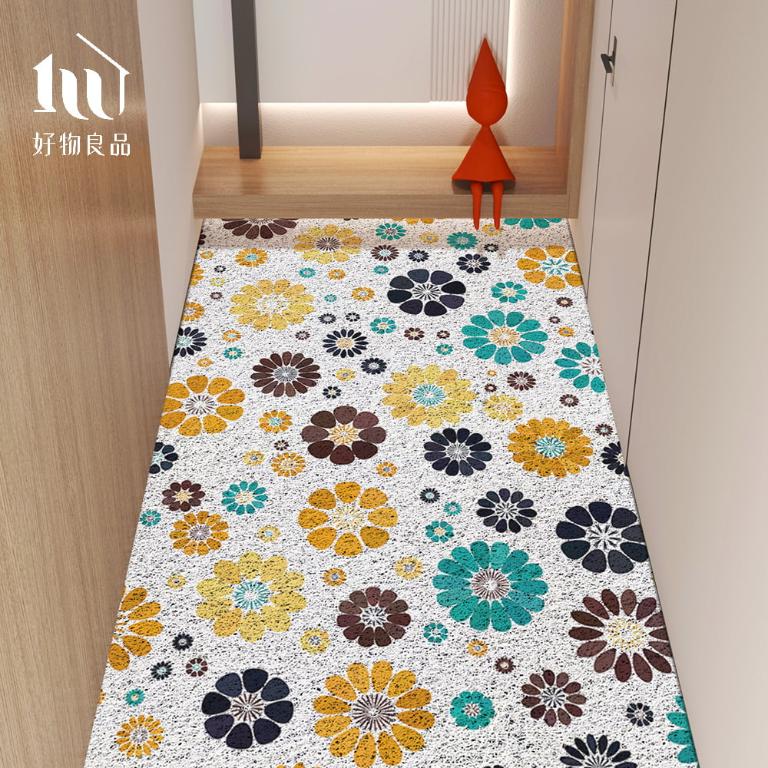 森林系列《清新花朵》北歐宜家風大尺寸可剪裁玄關大門絲圈刮泥墊