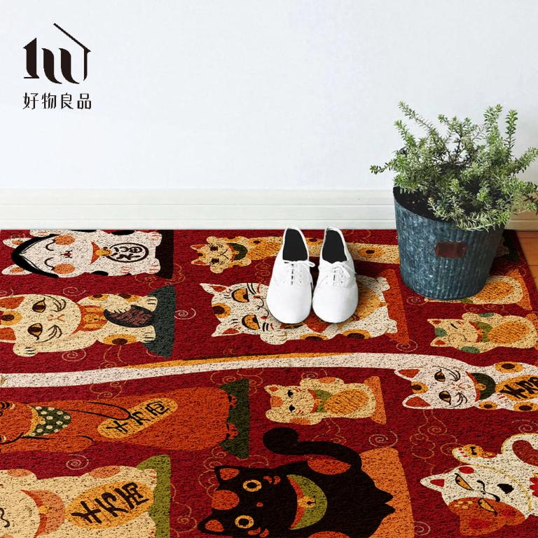 快樂祈福系列《喜氣黃金屋》獨家設計大尺寸可剪裁玄關大門絲圈刮泥墊