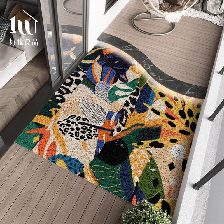 森林系列《彩繪叢林》獨家設計大尺寸可剪裁玄關大門絲圈刮泥墊