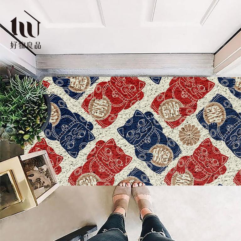 快樂祈福系列《光明招財》獨家設計大尺寸可剪裁玄關大門絲圈刮泥墊