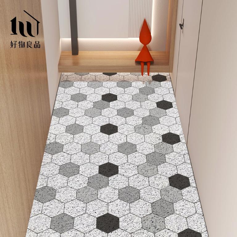 藝術系列《六角蜂巢》北歐宜家風大尺寸可剪裁玄關大門絲圈刮泥墊