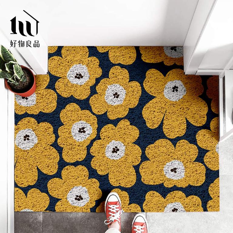 森林系列《黃色花語》獨家設計大尺寸可剪裁玄關大門絲圈刮泥墊