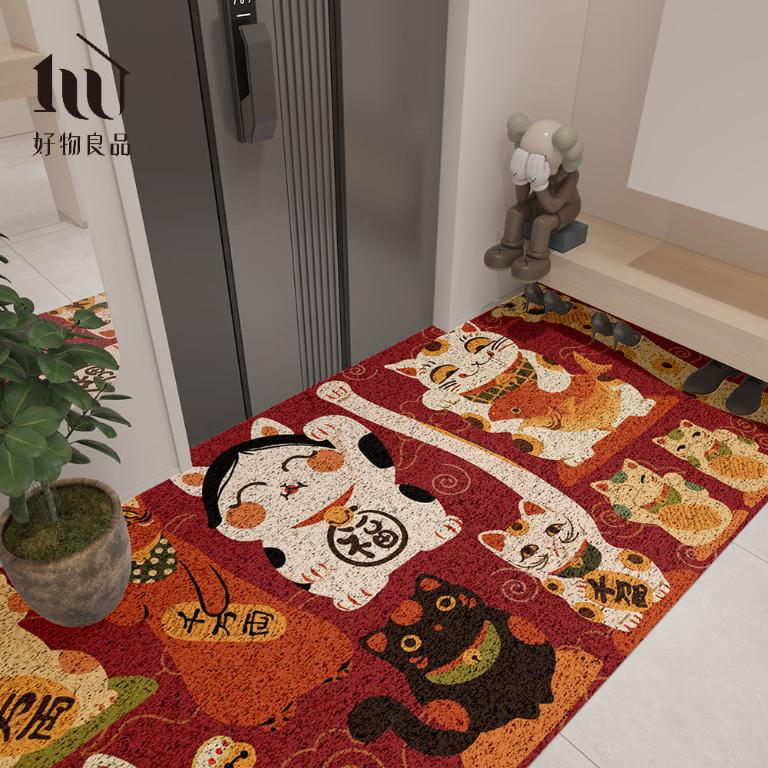 快樂祈福系列《喜氣黃金屋》獨家設計大尺寸可剪裁玄關大門絲圈刮泥墊