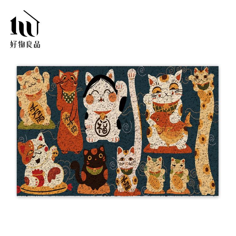 快樂祈福系列《富貴招財屋》獨家設計大尺寸可剪裁玄關大門絲圈刮泥墊