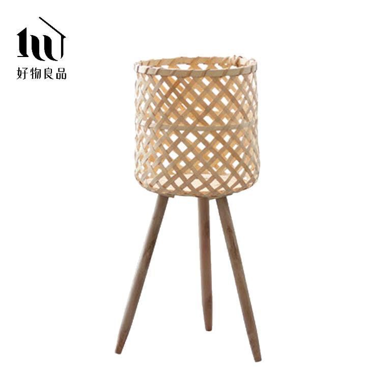 日本手工藤編高架落地式植栽花籃置物籃