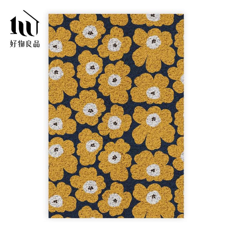森林系列《黃色花語》獨家設計大尺寸可剪裁玄關大門絲圈刮泥墊