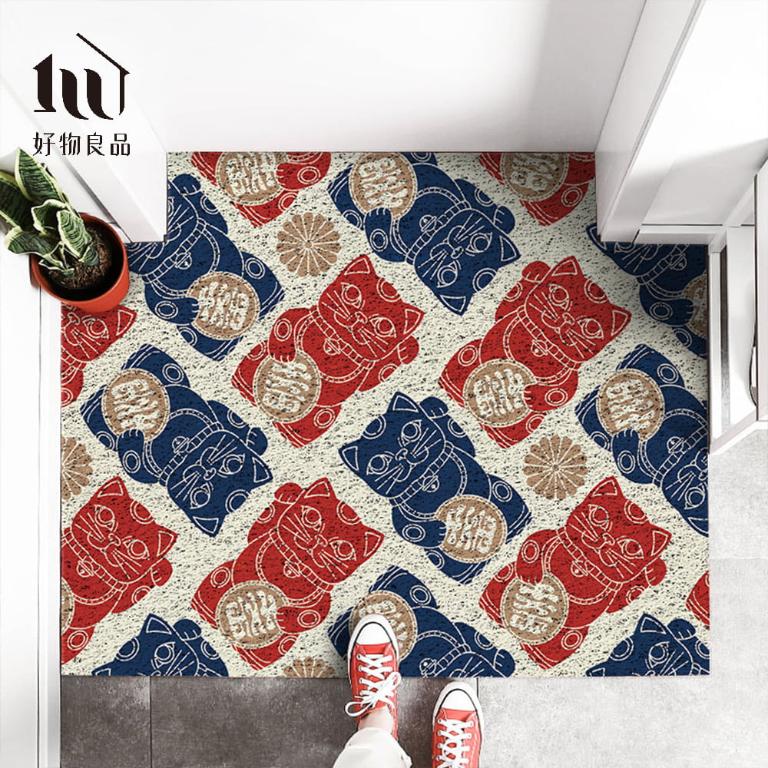 快樂祈福系列《光明招財》獨家設計大尺寸可剪裁玄關大門絲圈刮泥墊