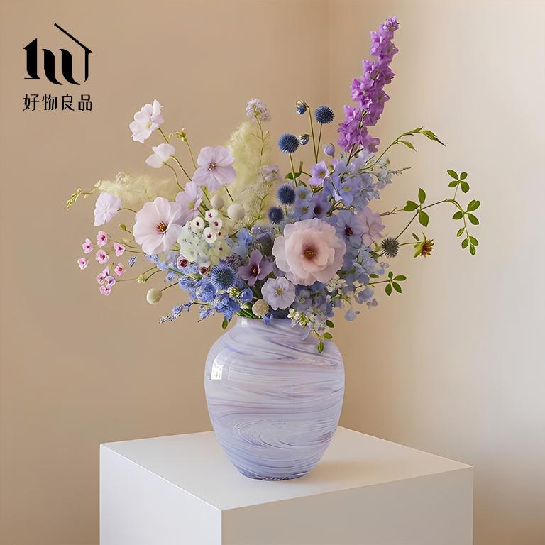 高質感繽紛手工藝術紋理漸變染色玻璃花瓶