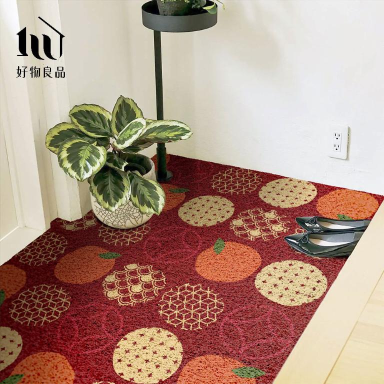 快樂系列《開門大桔》獨家設計過年新春開運加大超長可剪裁玄關大門絲圈刮泥墊