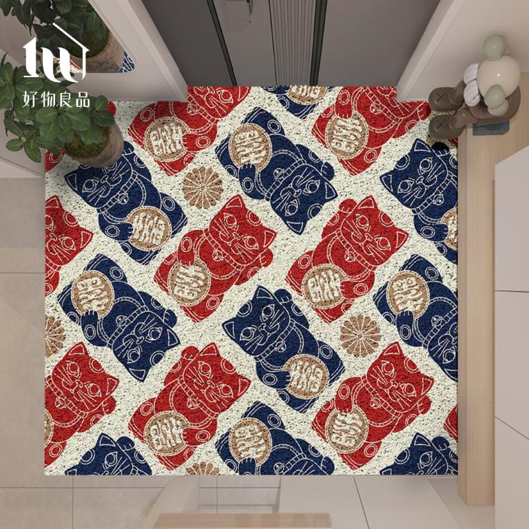 快樂祈福系列《光明招財》獨家設計大尺寸可剪裁玄關大門絲圈刮泥墊