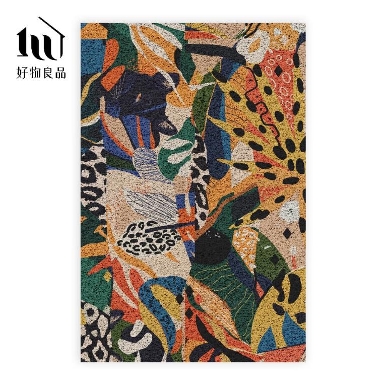 森林系列《彩繪叢林》獨家設計大尺寸可剪裁玄關大門絲圈刮泥墊