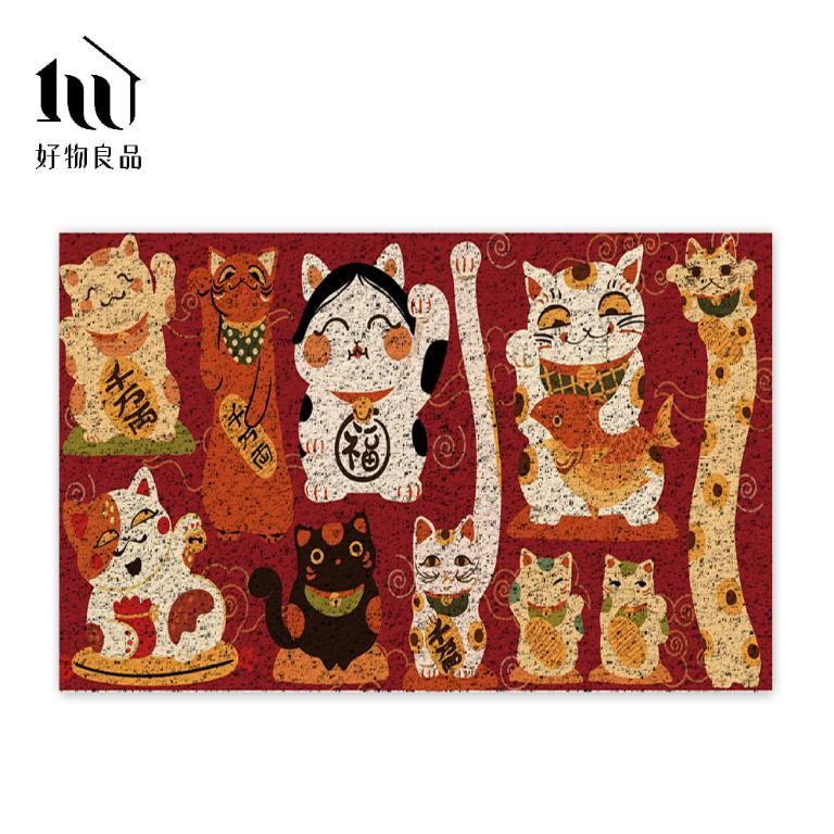 快樂祈福系列《喜氣黃金屋》獨家設計大尺寸可剪裁玄關大門絲圈刮泥墊