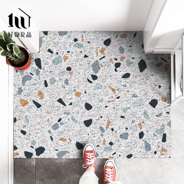 藝術系列《水磨石》獨家設計大尺寸可剪裁玄關大門絲圈刮泥墊