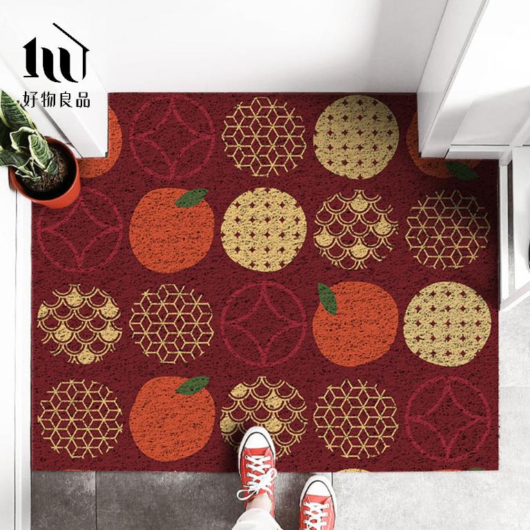 快樂系列《開門大桔》獨家設計過年新春開運加大超長可剪裁玄關大門絲圈刮泥墊