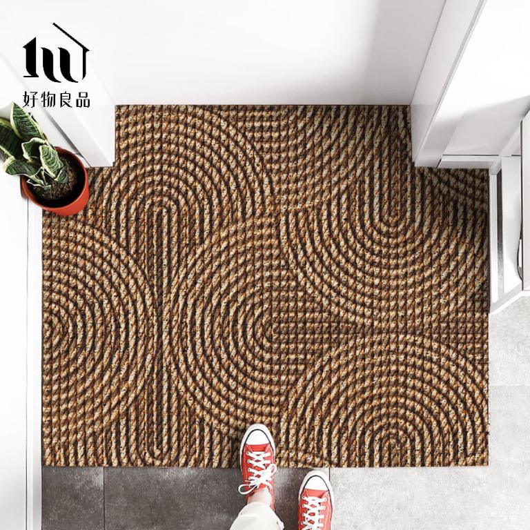 藝術系列《幾何編織》獨家設計大尺寸可剪裁玄關大門絲圈刮泥墊