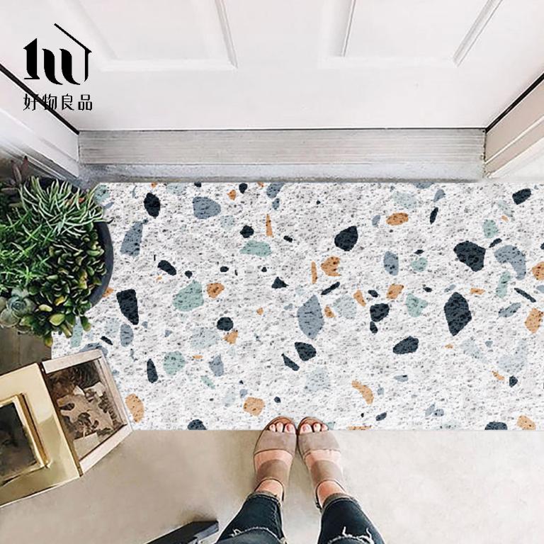 藝術系列《水磨石》獨家設計大尺寸可剪裁玄關大門絲圈刮泥墊