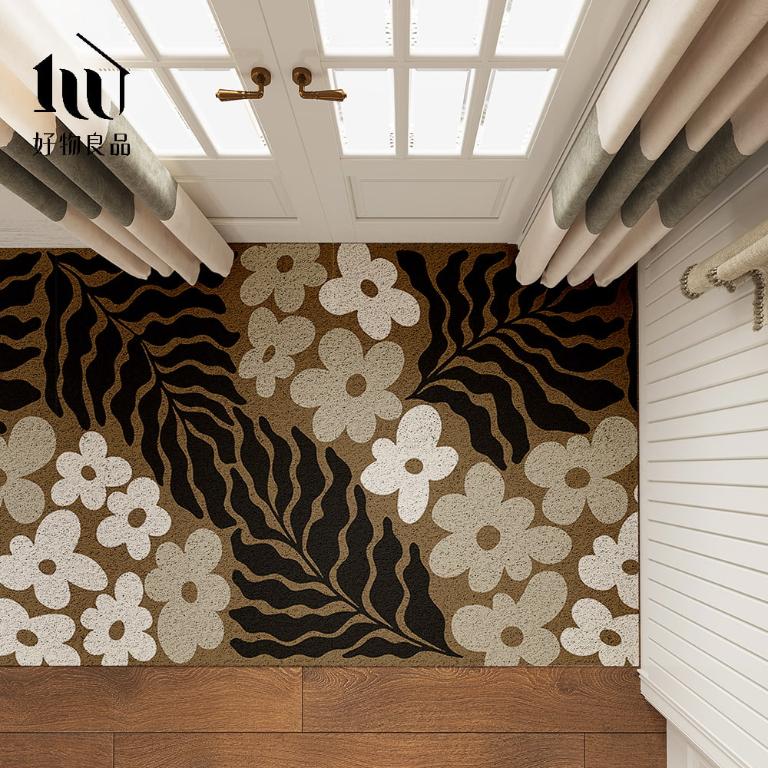 花卉系列《魅影浮花》獨家設計大尺寸可剪裁玄關大門絲圈刮泥墊