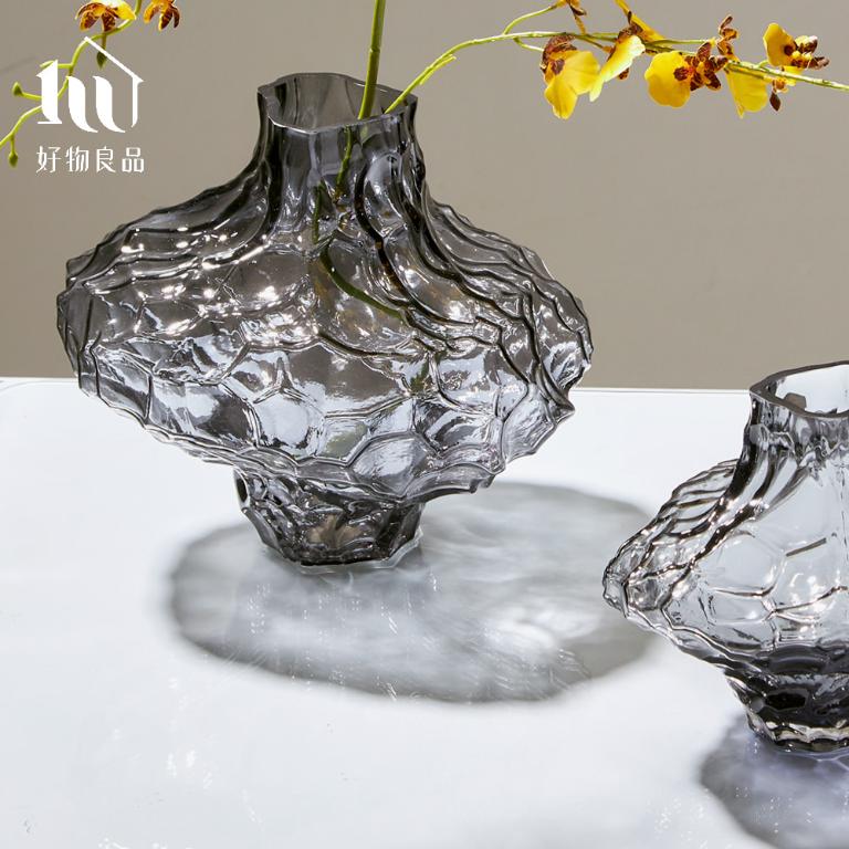 北歐透明感不規則岩石裝飾藝術花瓶