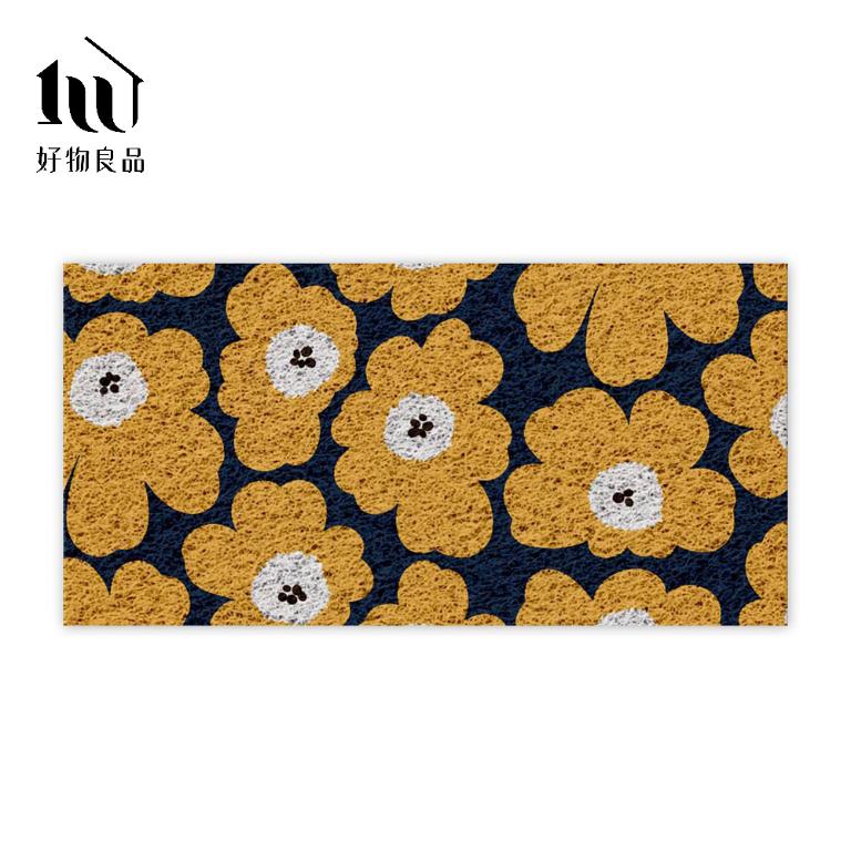 森林系列《黃色花語》獨家設計大尺寸可剪裁玄關大門絲圈刮泥墊