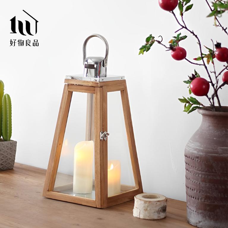 燭台花藝原木玻璃裝飾造景(附LED蠟燭)