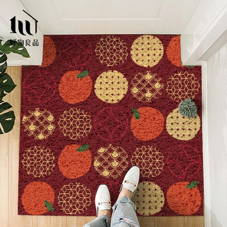 快樂系列《開門大桔》獨家設計過年新春開運加大超長可剪裁玄關大門絲圈刮泥墊