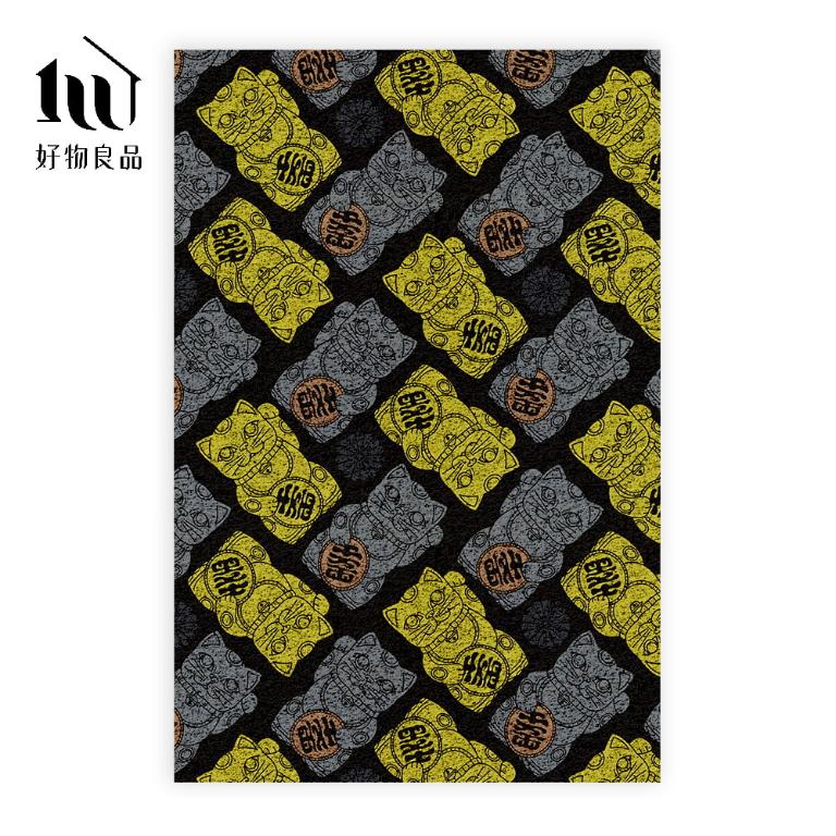 快樂祈福系列《黑系斂財》獨家設計大尺寸可剪裁玄關大門絲圈刮泥墊