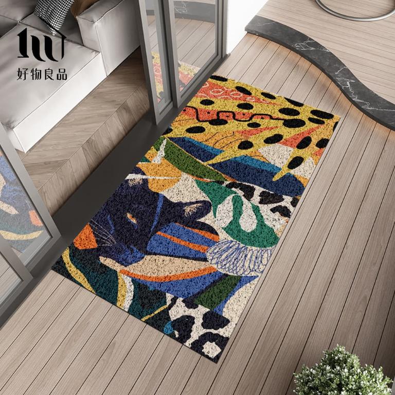 森林系列《彩繪叢林》獨家設計大尺寸可剪裁玄關大門絲圈刮泥墊