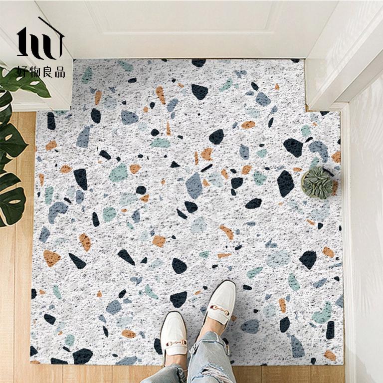 藝術系列《水磨石》獨家設計大尺寸可剪裁玄關大門絲圈刮泥墊