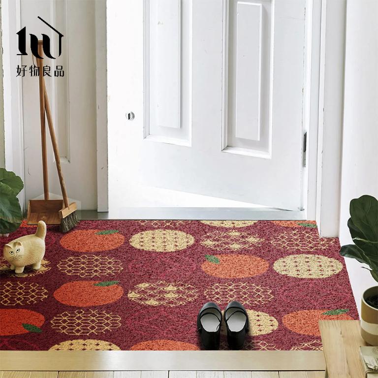 快樂系列《開門大桔》獨家設計過年新春開運加大超長可剪裁玄關大門絲圈刮泥墊