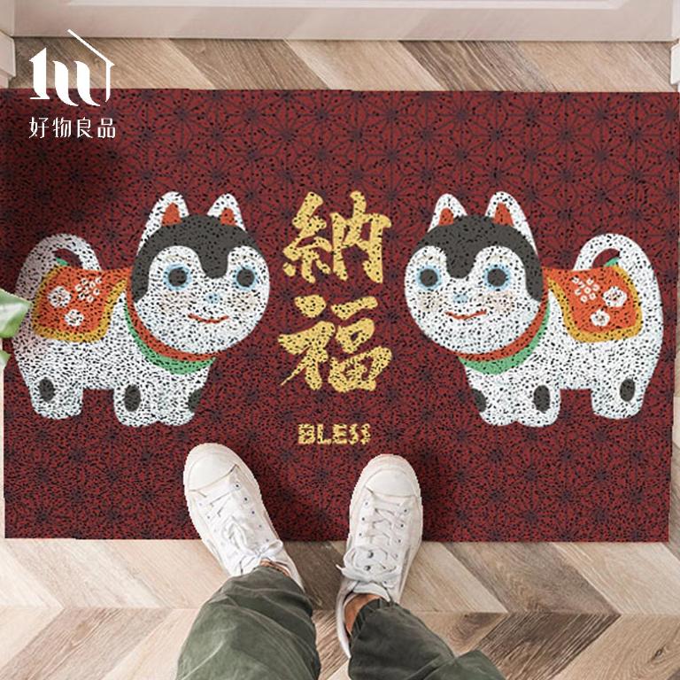《天狗納福》長形款新日系風加大超長可剪裁玄關大門絲圈刮泥墊