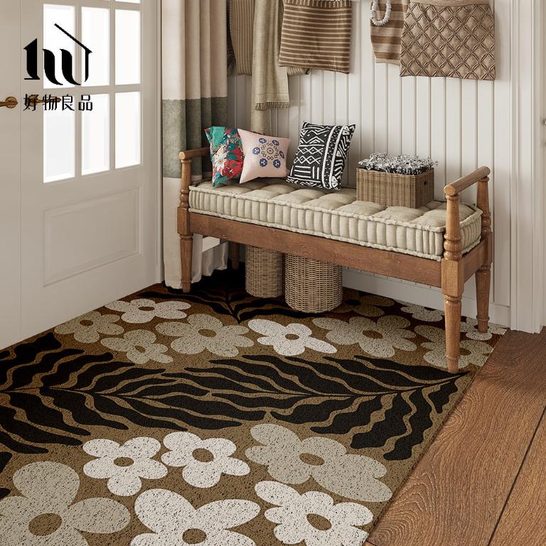 花卉系列《魅影浮花》獨家設計大尺寸可剪裁玄關大門絲圈刮泥墊