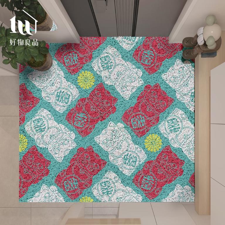 快樂祈福系列《任性取財》獨家設計大尺寸可剪裁玄關大門絲圈刮泥墊