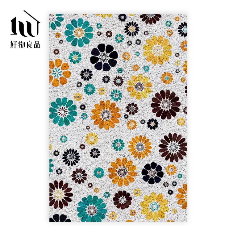 森林系列《清新花朵》北歐宜家風大尺寸可剪裁玄關大門絲圈刮泥墊