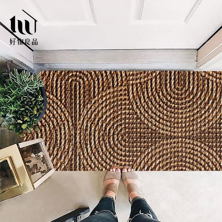 藝術系列《幾何編織》獨家設計大尺寸可剪裁玄關大門絲圈刮泥墊