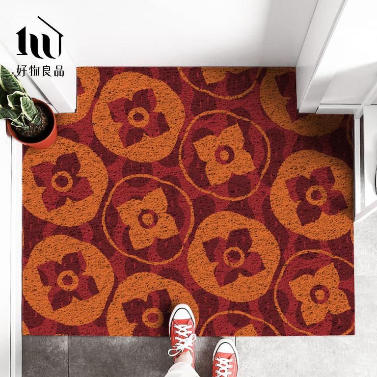 快樂系列《好柿花生》獨家設計過年新春開運加大超長可剪裁玄關大門絲圈刮泥墊