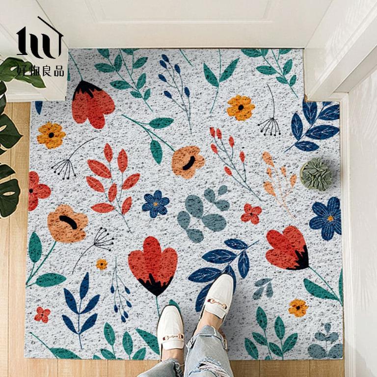 森林系列《幸福花卉》獨家設計大尺寸可剪裁玄關大門絲圈刮泥墊