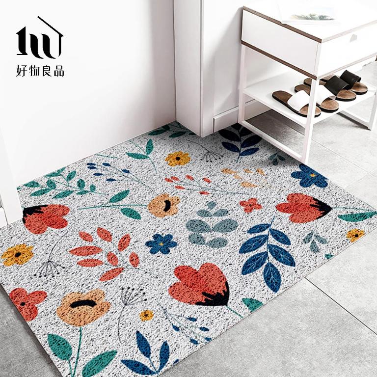 森林系列《幸福花卉》獨家設計大尺寸可剪裁玄關大門絲圈刮泥墊