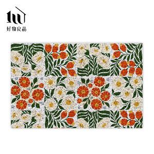 花卉系列《喜韻花磚》獨家設計大尺寸可剪裁玄關大門絲圈刮泥墊