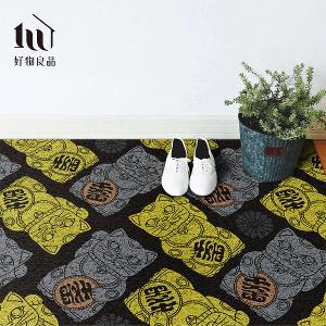 快樂祈福系列《黑系斂財》獨家設計大尺寸可剪裁玄關大門絲圈刮泥墊