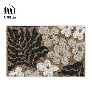 花卉系列《魅影浮花》獨家設計大尺寸可剪裁玄關大門絲圈刮泥墊